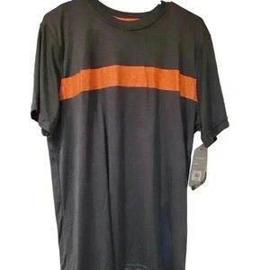 FourCast Men’s Short Sleeve Grey Orange Stripe T-Shirt NEW